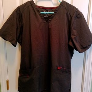 Women's  black scrub top